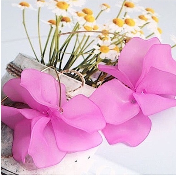 Purple  Flower Drop Earrings - Picture 4 of 4